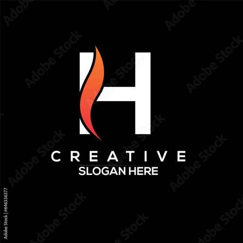 Modern HLetter Logo Design with Swoosh or Fire Icon Vector Illustration. photo