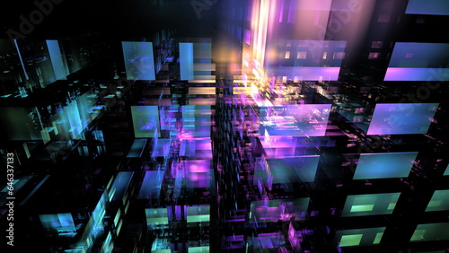 Fototapeta Naklejka Na Ścianę i Meble -  Technology abstract futuristic light future science background. Concept blue tech perspective digital space modern. 3d render