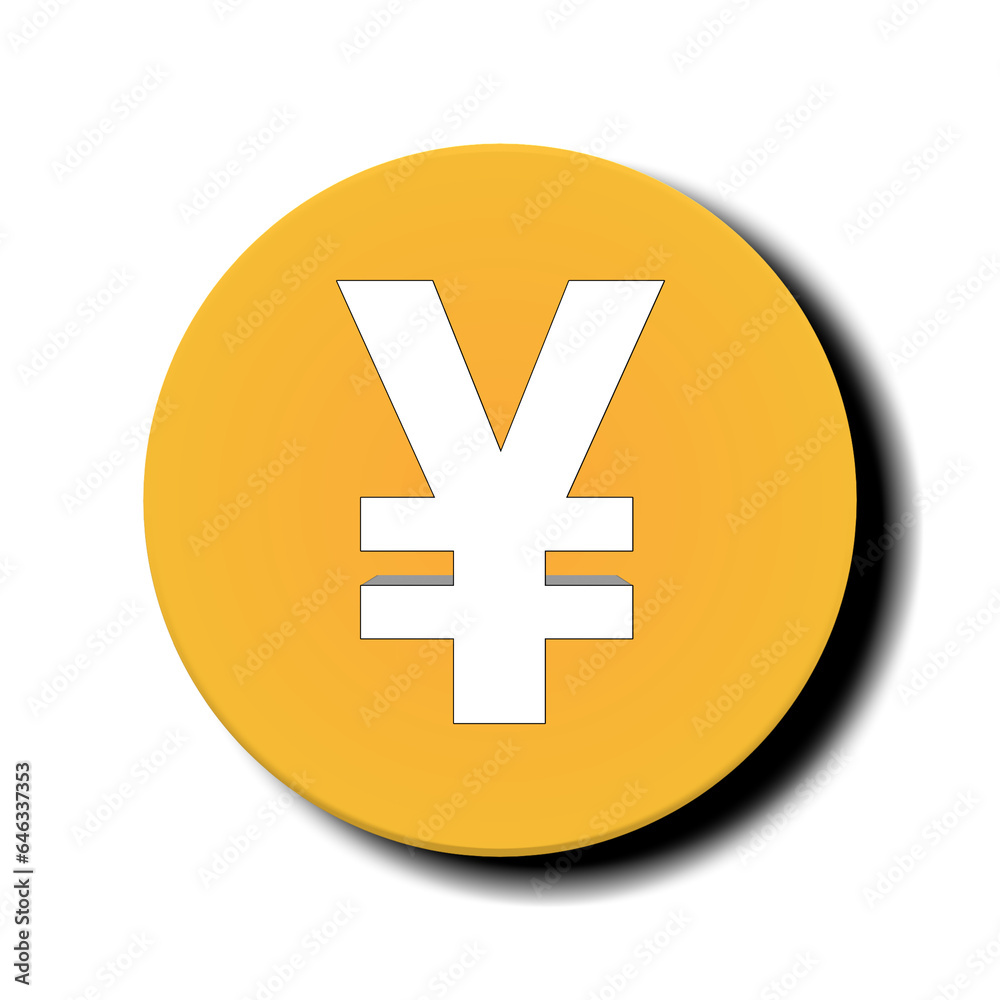 Yen coin money currency symbol on transparent background for design elements business concept Yen coin money currency symbol on transparent background for design elements business concept