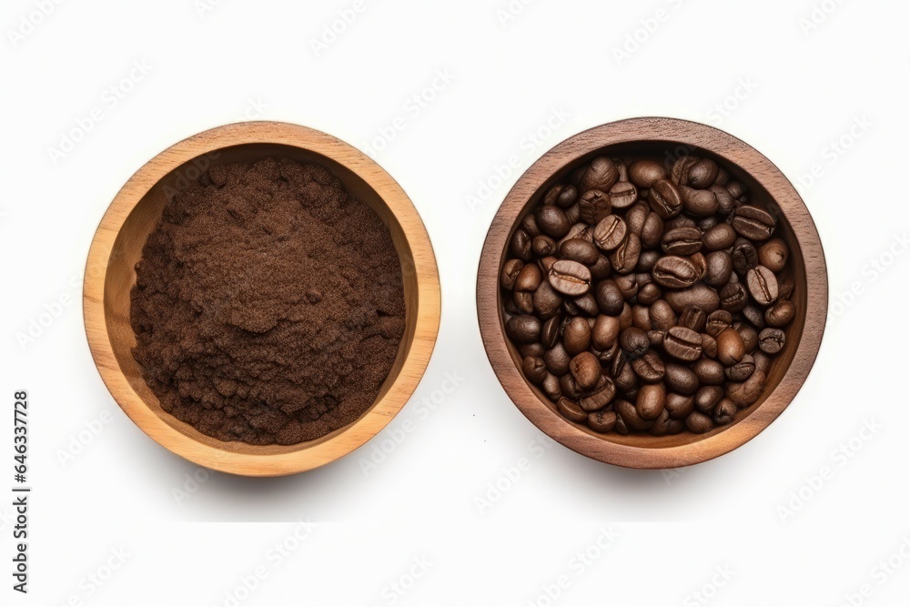Coffee beans ground top view. Generate Ai