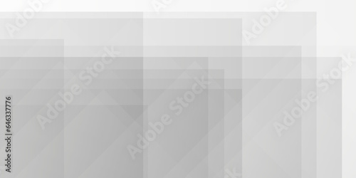 Abstract gray background with square and triangle shapes layered in modern abstract white transparent pattern design.  White color technology concept seamless geometric line vector background.	