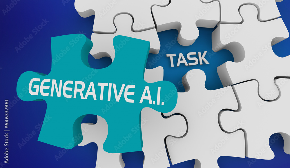 Generative AI Solving Task Puzzle Solution Artificial Intelligence Job 3d Illustration Generative AI Solving Task Puzzle Solution Artificial Intelligence Job 3d Illustration