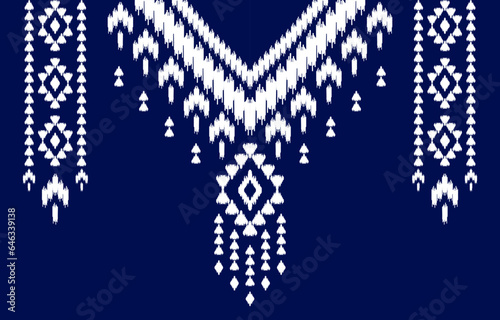 Abstract necklace art. Ikat ethnic pattern traditional. Aztec geometric ornament print. Design for neck, clothing, fabric, batik, embroidery.