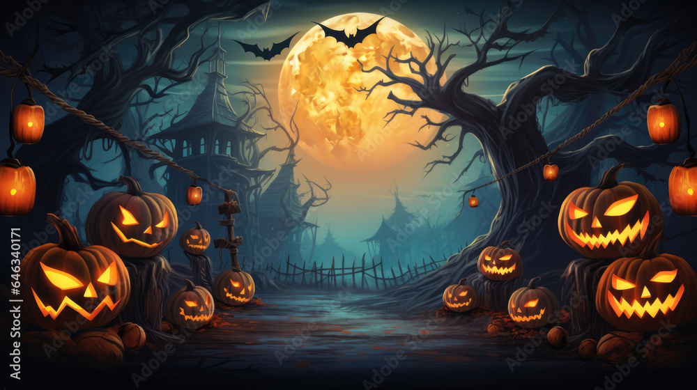 Fototapeta premium halloween background with pumpkins