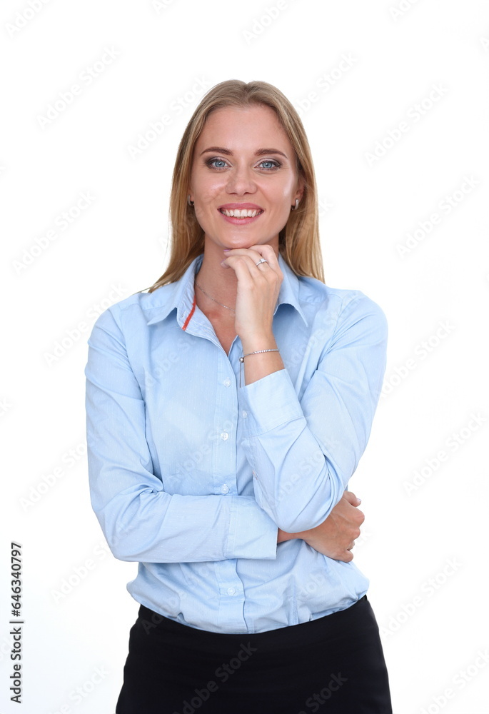 Blonde business woman portrait isolated on a white background Blonde business woman portrait isolated on a white background
