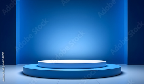 Blue winner podium pedestal stage product display background 3d illustration