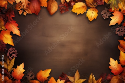 Leaf autumn frame on background. Generative AI