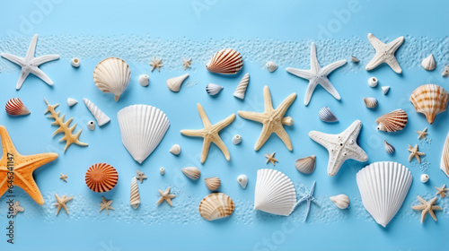 Nautical vacation and travel banner with sea life style