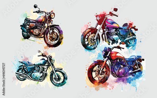 Watercolor motorcicle vector Ai genareted photo