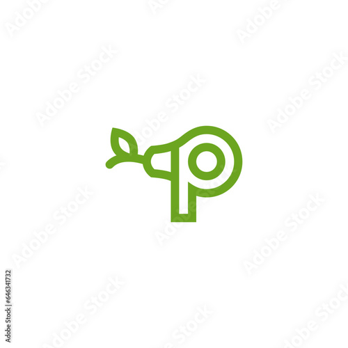 Pear and P letter logo design concept.