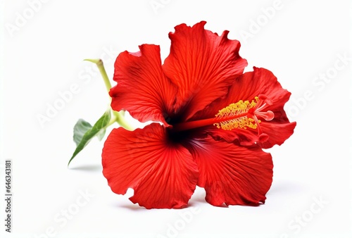 A vibrant red flower against a clean white backdrop