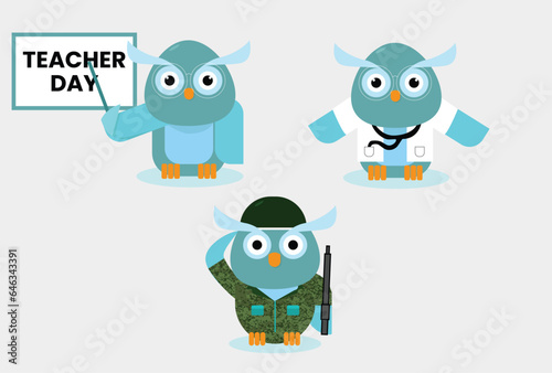Owl Professions Illustration Set