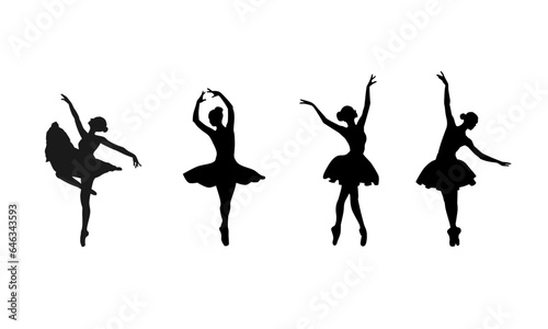 Young ballet dancer standing in pose flat design on grey background. Vector illustration Design, ballerinas in special dancing dresses  © Jenuzz