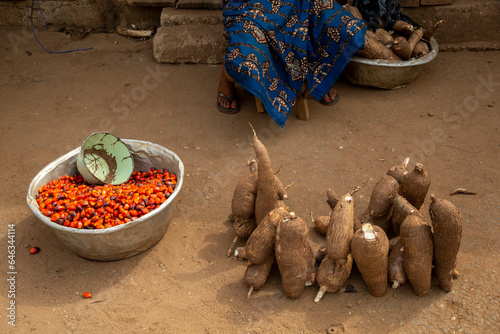 Agricultural goods sold at Kpalime market, Togo. photo