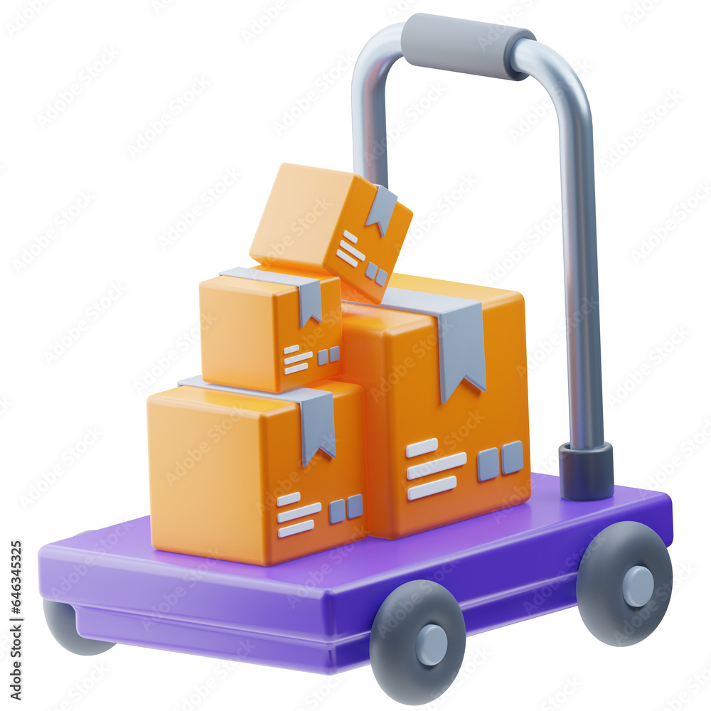 logistic dolly 3d icon design