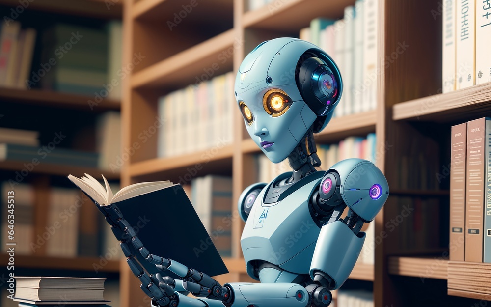 An AI Robot's Intellectual Pursuit in the Library ai generated An AI Robot's Intellectual Pursuit in the Library ai generated