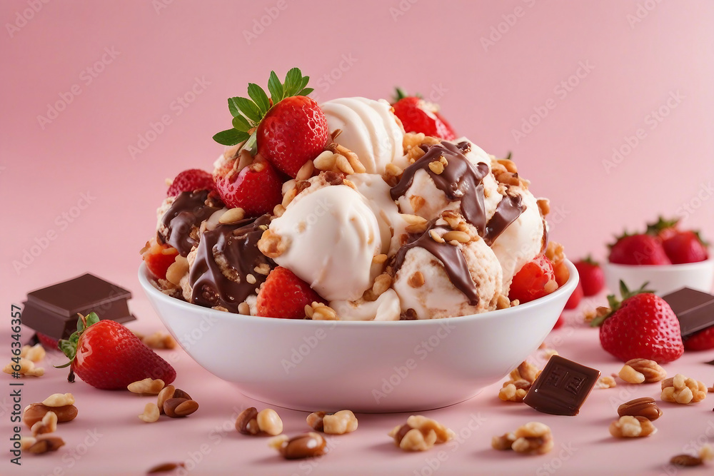 scoop of ice cream in a bowl with different flavor scoop of ice cream in a bowl with different flavor
