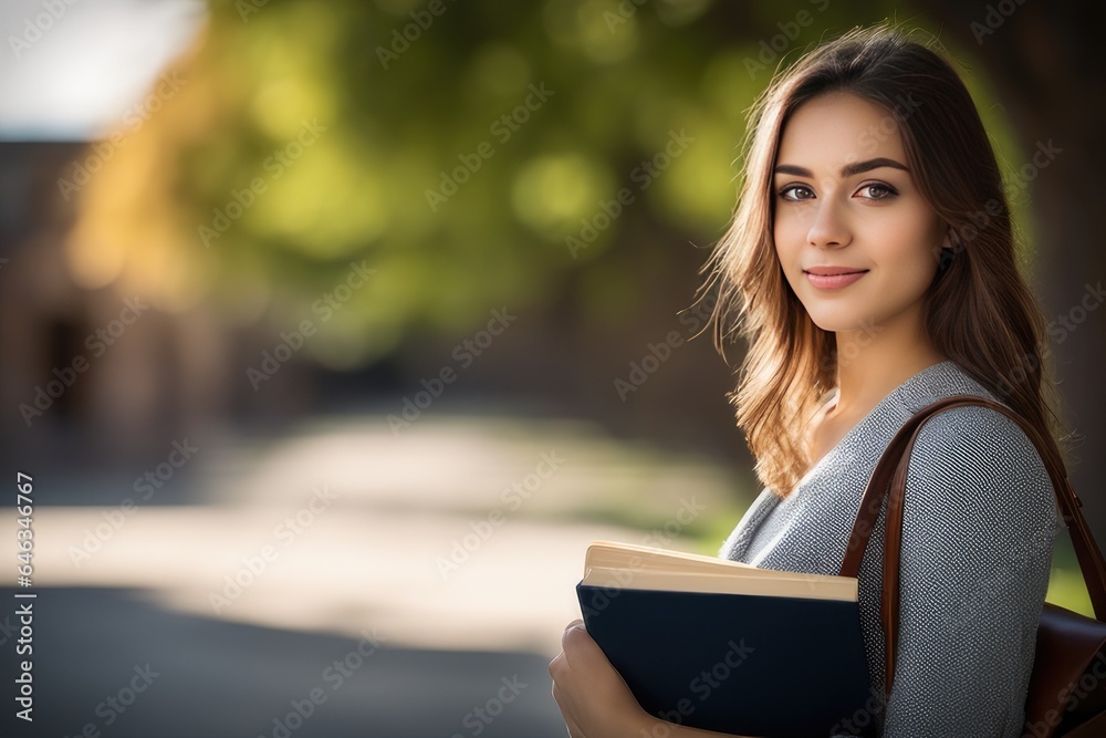 Obraz premium woman holding a book at park