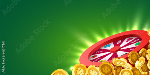 Wheel of luck or fortune. Colorful gambling wheel. Online casino. Banner for internet casino. Big win concept.