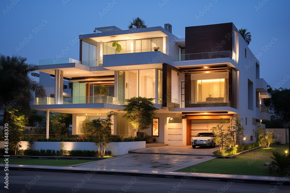 Modern House Exterior, Modern Indian House, Modern Indian House Design, Modern Indian House Exterior