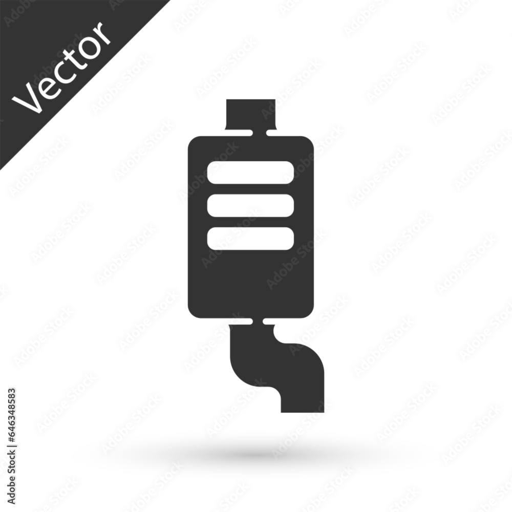 Grey Car muffler icon isolated on white background. Exhaust pipe. Vector Grey Car muffler icon isolated on white background. Exhaust pipe. Vector