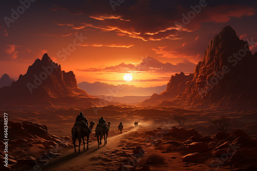 desert landscape on the sunset  copy space