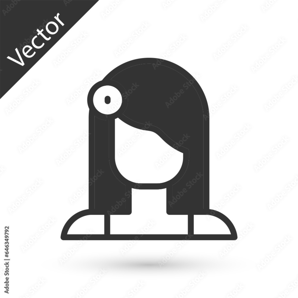 Grey Portrait of Spanish woman icon isolated on white background. Vector Grey Portrait of Spanish woman icon isolated on white background. Vector