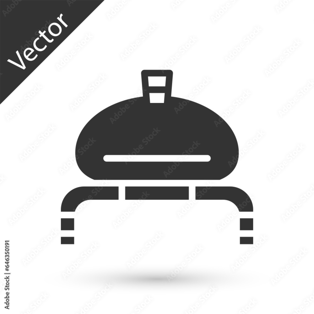 Grey Bread and salt on towel icon isolated on white background. National food loaf. Traditional ukrainian wedding bread. Vector Grey Bread and salt on towel icon isolated on white background. National food loaf. Traditional ukrainian wedding bread. Vector