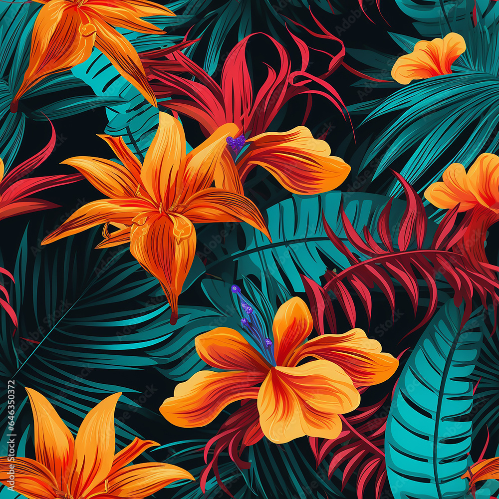 Tropical seamless pattern