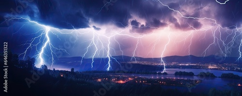 Wallpaper Mural Lightning storm photo realistic illustration - Generative AI. Torontodigital.ca