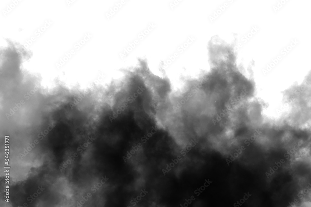 Biały dym, jasna chmura, na czarnym tle - obrazy, fototapety, plakaty 