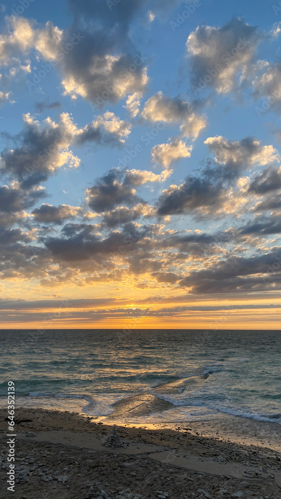 Beautiful sunset from the Whales Lighthouse (Phare des Baleines) on Île de Ré in France Beautiful sunset from the Whales Lighthouse (Phare des Baleines) on Île de Ré in France
