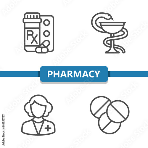 Pharmacy Icons. Pills, Drugs, Pharmacist Vector Icon