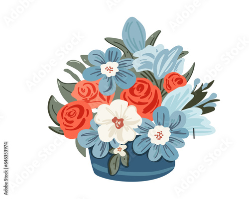 Wallpaper Mural Beautiful bouquet of flowers in a pot, vector illustration Torontodigital.ca