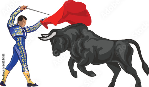 Illustration of a bull and a matador in Spain