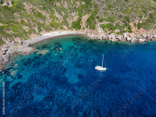 aerial view of the coast of ​​the Island of Elba.