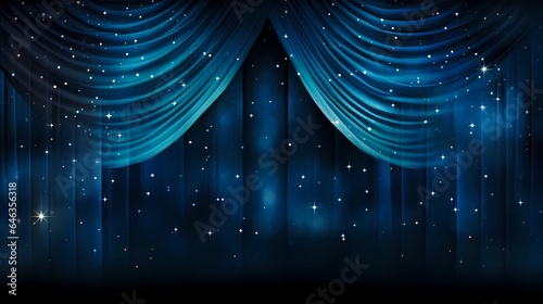 blue stage curtains with Starlight, Generative AI