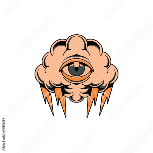eye cloud tattoo vector design