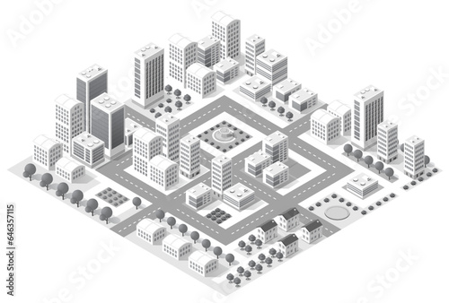 Megapolis 3d isometric three-dimensional view of the city.