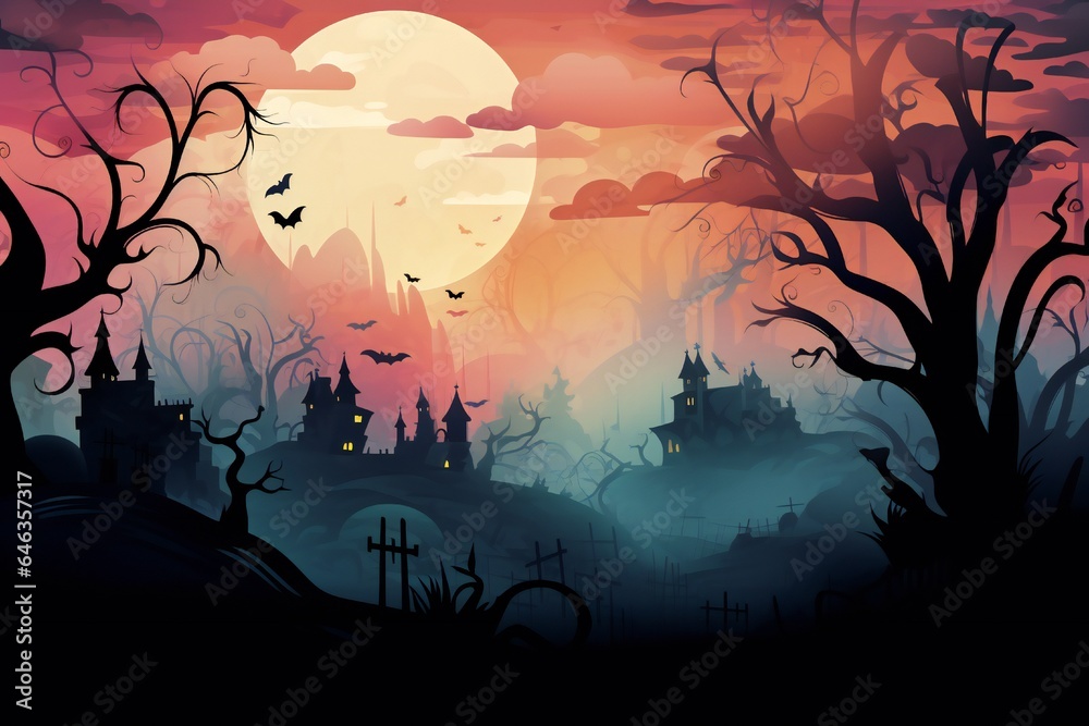 Abstract and colorful beautiful soft fog illustration of Halloween themed scene Generative AI