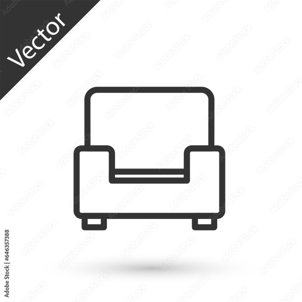 Grey line Armchair icon isolated on white background. Vector Grey line Armchair icon isolated on white background. Vector