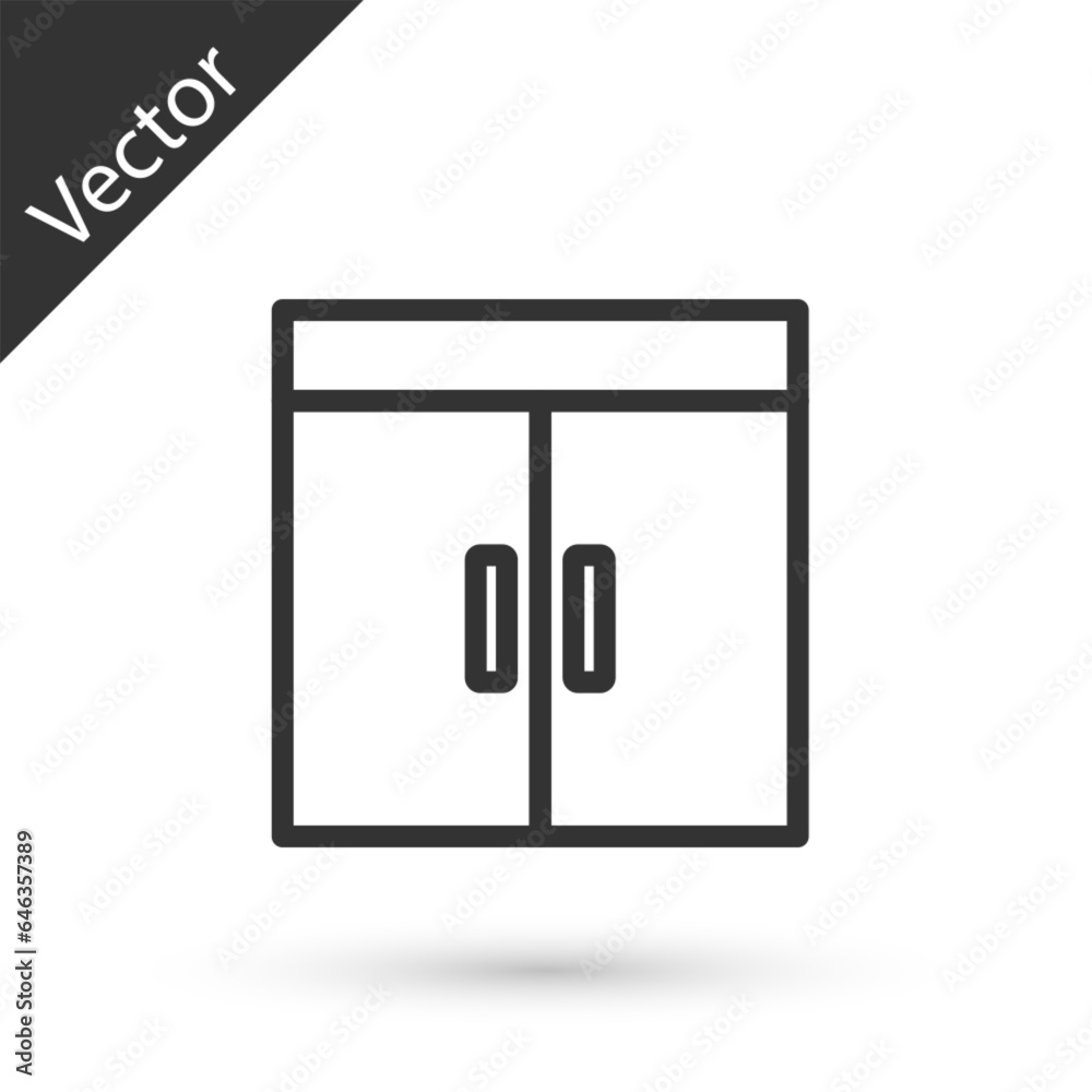 Grey line Wardrobe icon isolated on white background. Vector Grey line Wardrobe icon isolated on white background. Vector