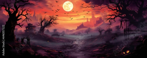 Abstract and colorful beautiful soft fog illustration of Halloween themed scene Generative AI © LayerAce.com