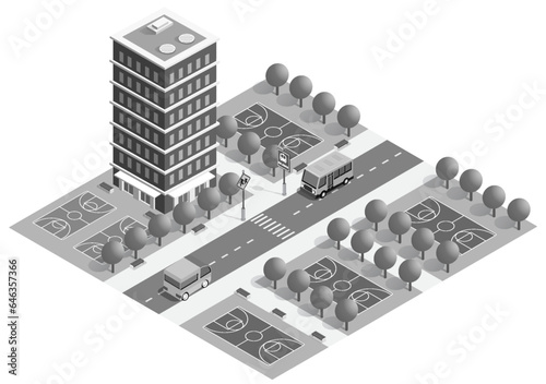 Megapolis 3d isometric three-dimensional view of the city.