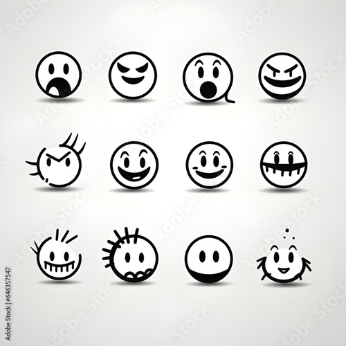 set of smiles doodle art