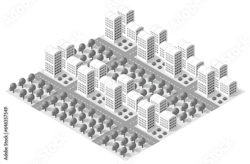 Megapolis 3d isometric three-dimensional view of the city.