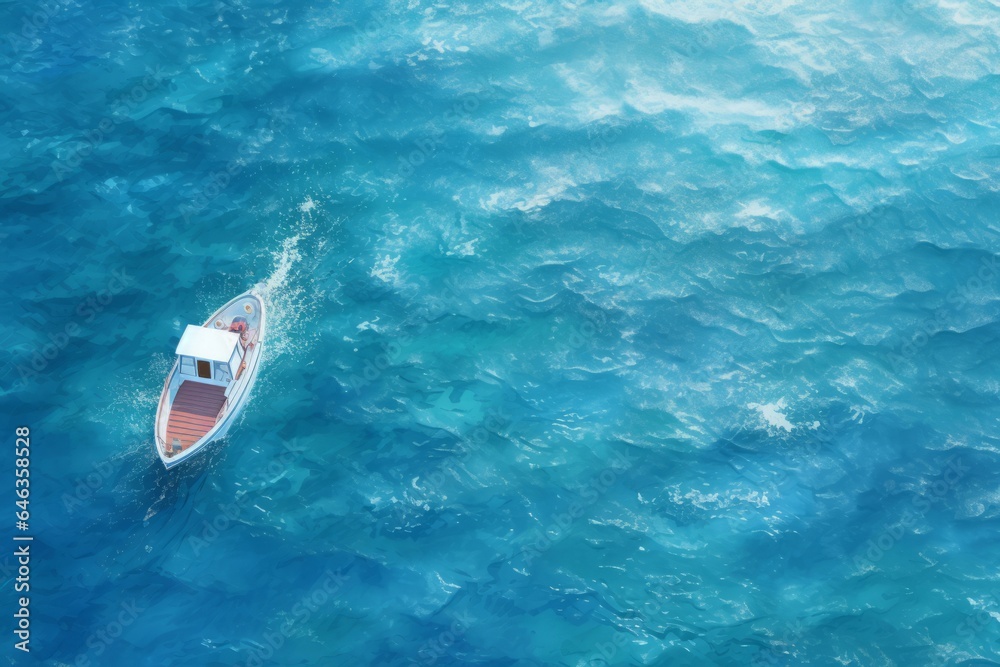Obraz premium Waves boating top view waving. Generate Ai