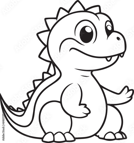 Colouring page for kids toddler and toddlers, minimal cute crocodile illustration one thick single outline drawing artwork © Ruwan