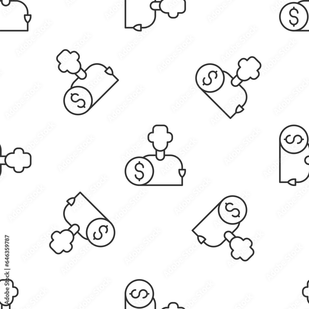 Grey line Buy football or soccer player icon isolated seamless pattern on white background. Vector Grey line Buy football or soccer player icon isolated seamless pattern on white background. Vector