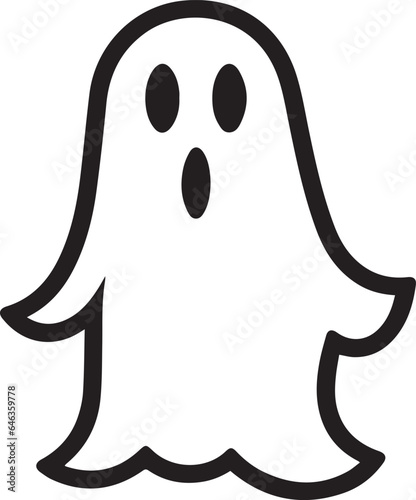 Fototapeta Naklejka Na Ścianę i Meble -  Colouring page for kids toddler and toddlers, minimal cute ghost illustration one thick single outline drawing artwork